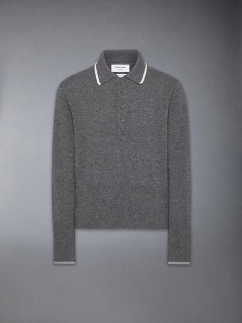 Thom Browne BROWNE 65 JERSEY INTARSIA CASHMERE LONG SLEEVE POLO