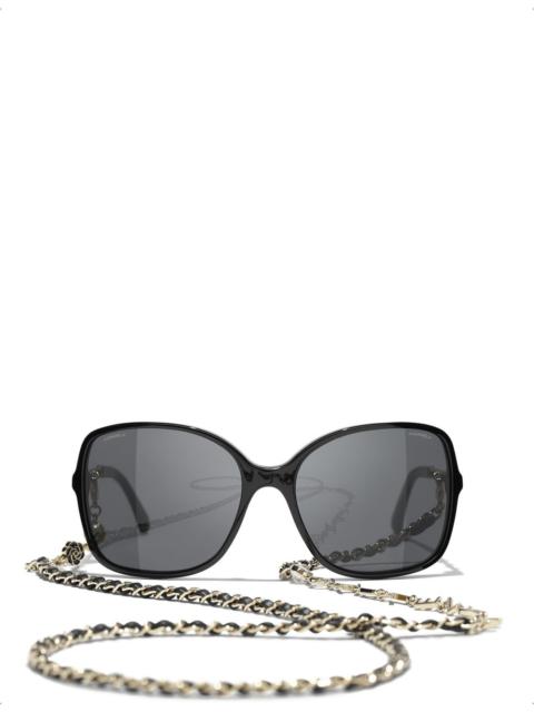 CHANEL CH5210Q oversized chainmail acetate square sunglasses