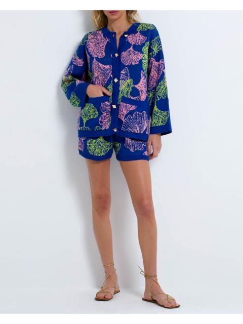 PatBO Ocean Leaf Intarsia Knit Short