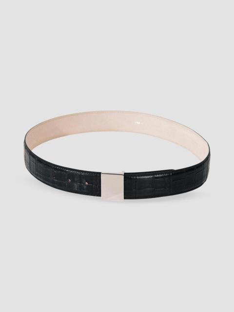 DÉHANCHE Women's Brandt Alligator-Embossed Leather Belt - Black Alligator