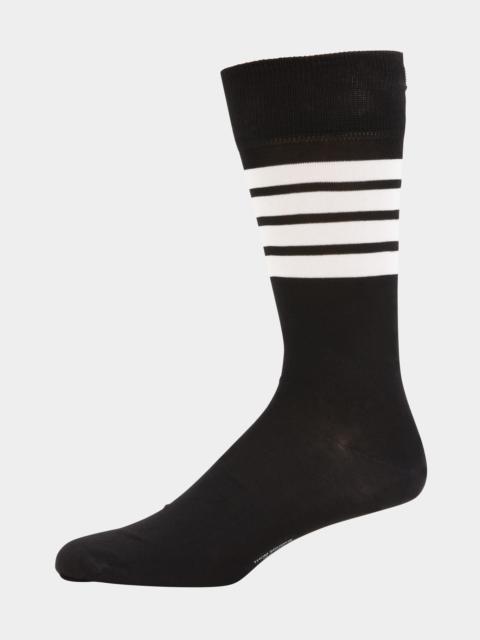 Thom Browne Men's Light Cotton Mid Calf 4 Bar Sock