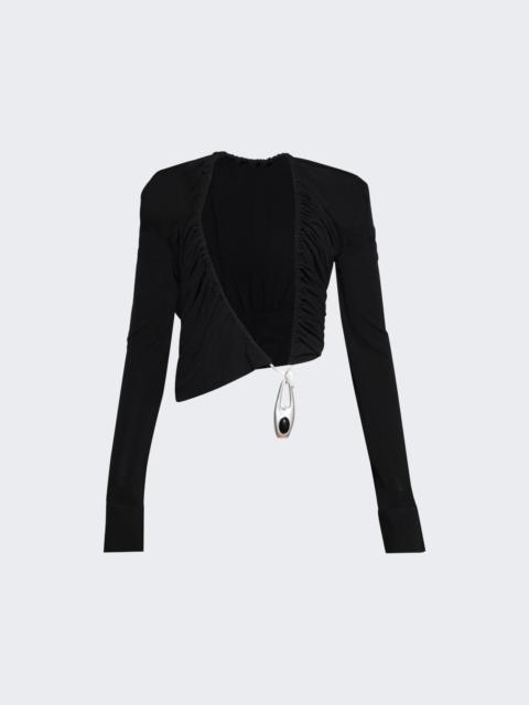 CHRISTOPHER ESBER Lavalliere Draped Jersey Top Black
