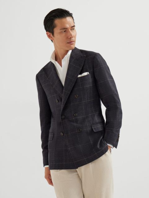 Brunello Cucinelli Cashmere and virgin wool Prince of Wales one-and-a-half breasted deconstructed blazer