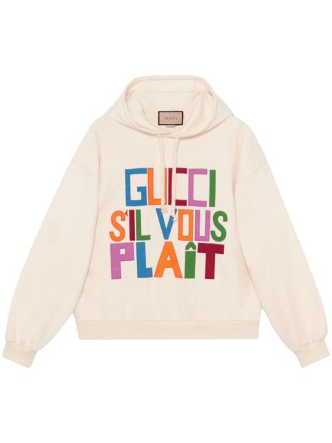 GUCCI logo-patch cotton hoodie