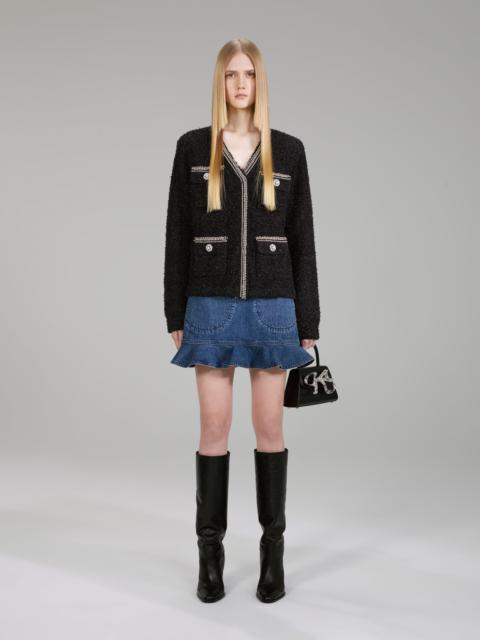 self-portrait Black Tape Knit Cardigan