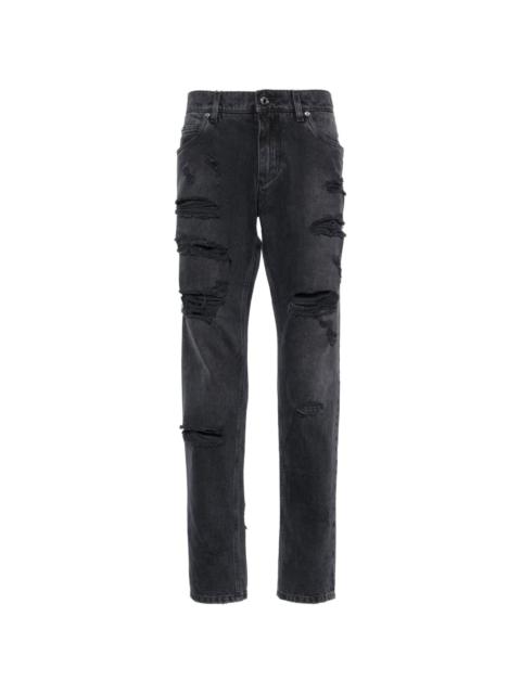ripped-detailed cotton jeans