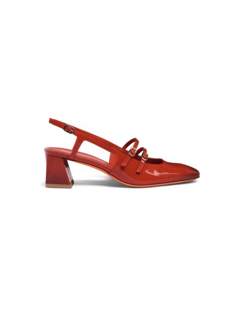 Santoni Women's red patent leather mid-heel slingback