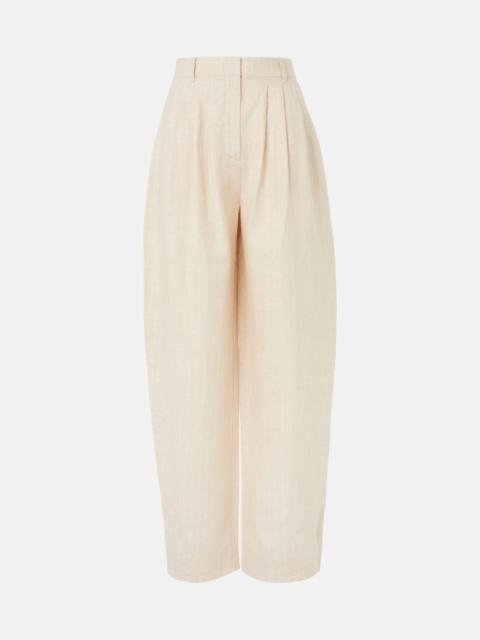 POSSE Lucille pinstripe linen barrel-leg pants
