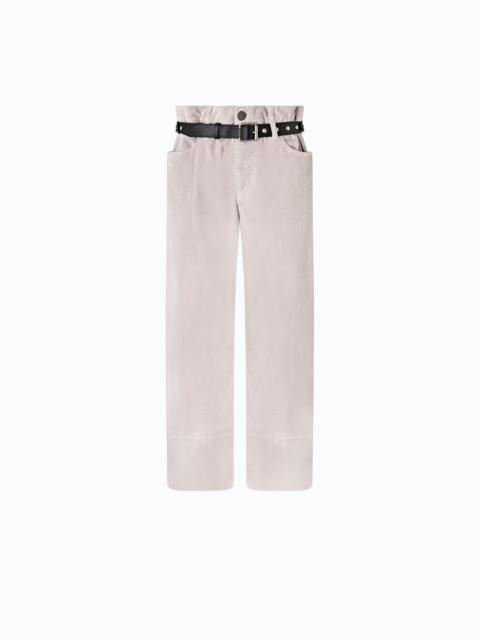 PINKO CROPPED VELVET TROUSERS WITH LEATHER BELT