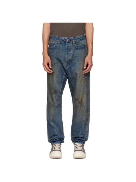 Rick Owens DRKSHDW Blue Temple Collapse Long Jeans