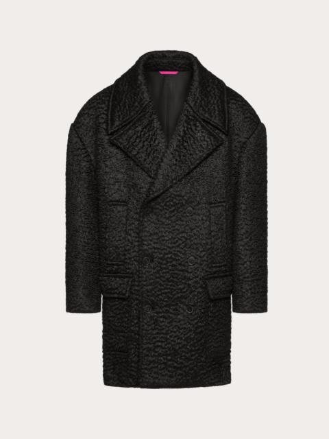 DOUBLE-BREASTED BOUCLÉ WOOL COAT
