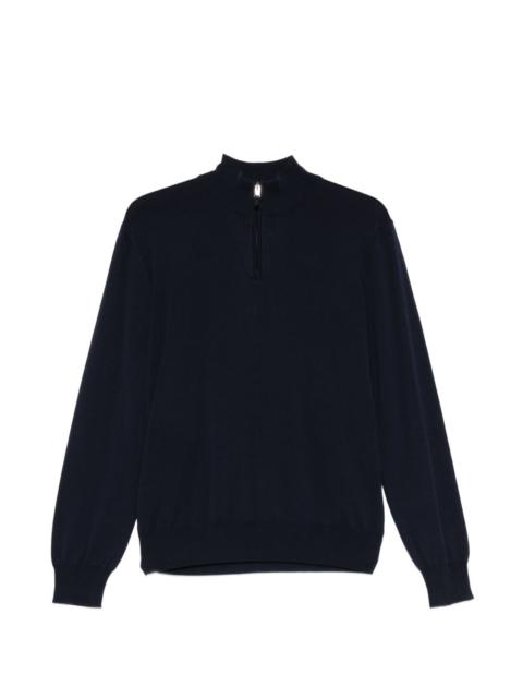 Canali zip mock-neck sweater