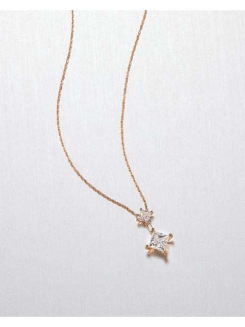 JENNY BIRD 14K Princess Cut Double Diamond Pendant Necklace
