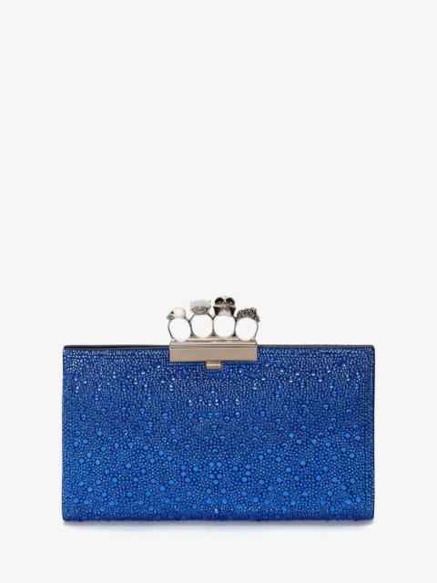 Alexander McQueen Jewelled Flat Pouch in Electric Blue