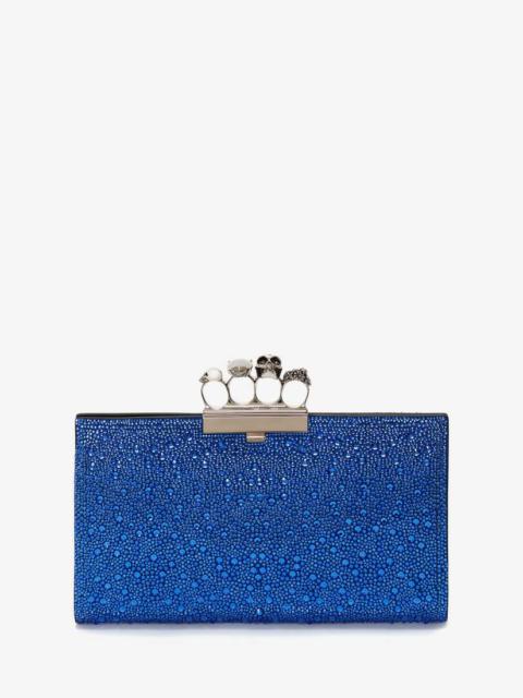 Alexander McQueen Jewelled Flat Pouch in Electric Blue