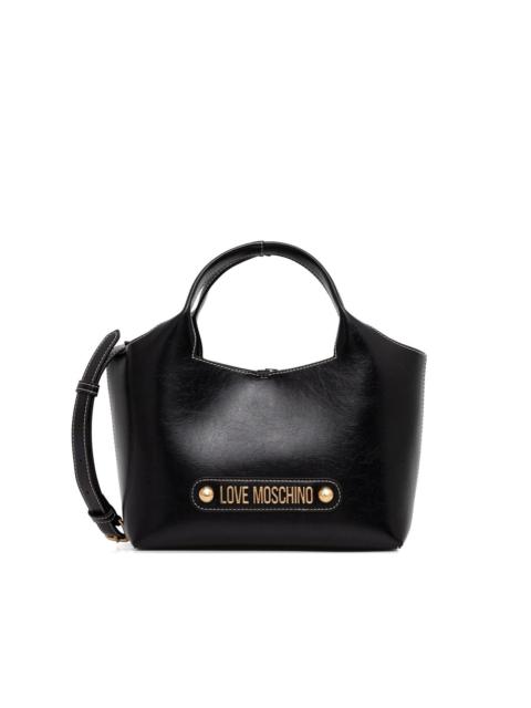 Moschino logo-plaque top tote bag