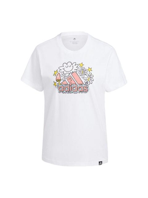 adidas (WMNS) adidas Doodle Graphic T-Shirt Asia Sizing 'White' IB4887
