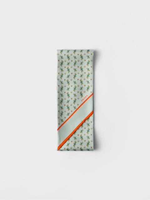 Prada Printed silk twill skinny scarf