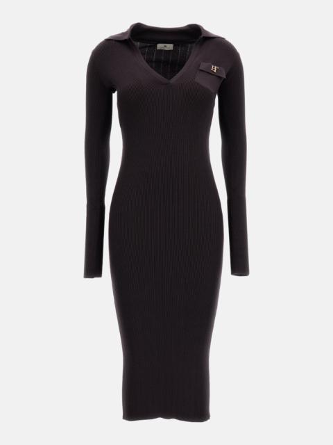 ELISABETTA FRANCHI Ribbed Knit Midi Dress