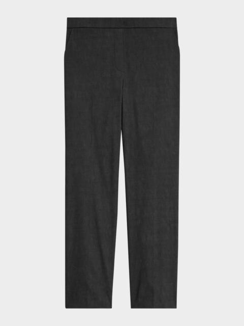 Theory Treeca Good Linen Cropped Pull-On Ankle Pants