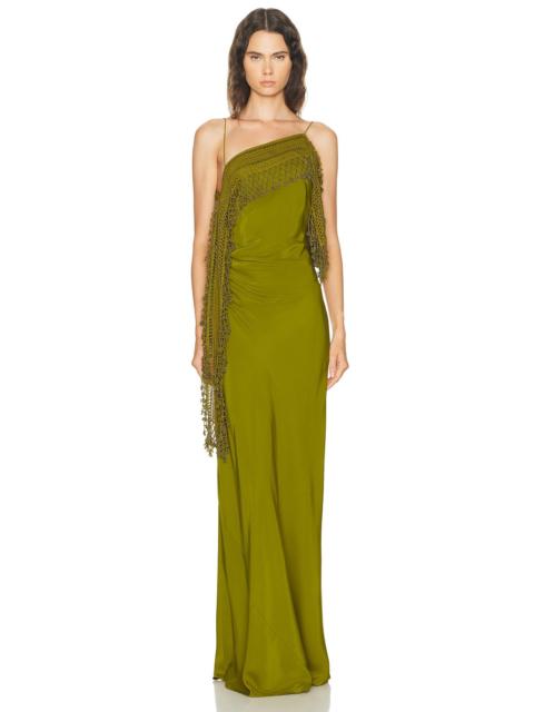 CHRISTOPHER ESBER Droplet Bead Crochet Trimmed Cami Dress