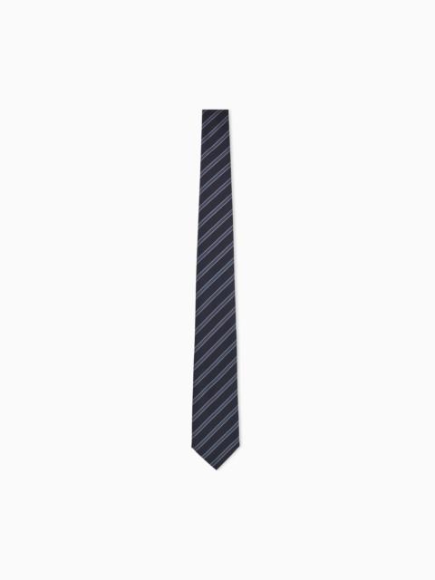 EMPORIO ARMANI NECKTIE IN SILK WITH DIAGONAL STRIPES