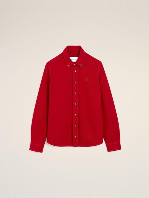 AMI Paris RED COTTON SHIRT WITH AMI DE COEUR
