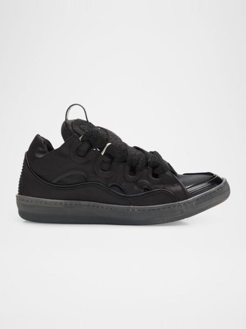 Lanvin Men's Curb Satin Leather Oversized Sneakers
