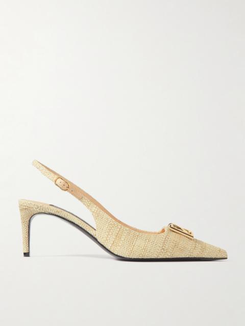 Dolce & Gabbana Logo-embellished Raffia Slingback Pumps