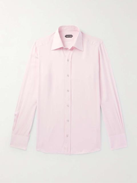 Cutaway-Collar Lyocell-Blend Poplin Shirt