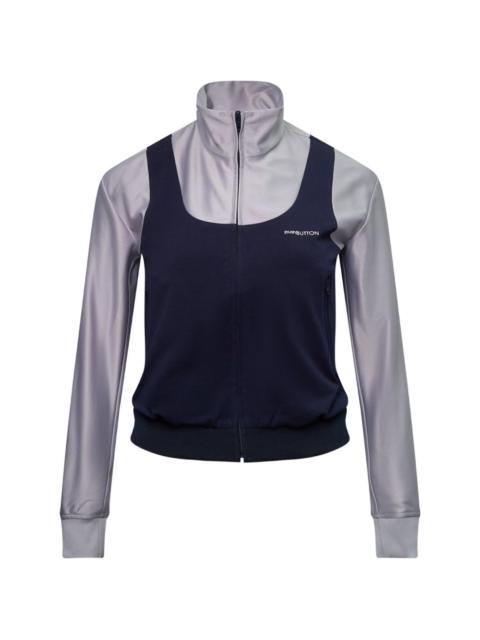 pushBUTTON layered-design zip-up sweatshirt