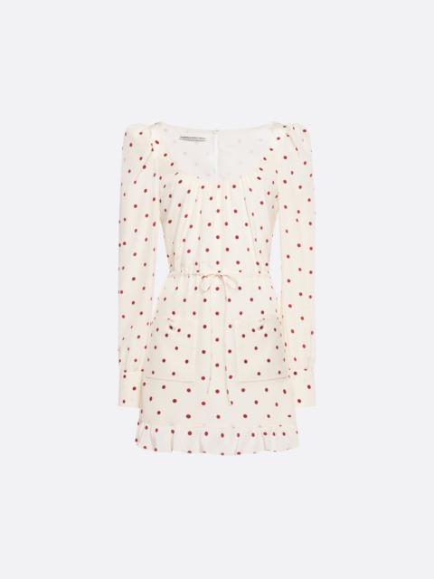 Alessandra Rich POLKA-DOT SILK MINI DRESS WITH SCOOPED NECKLINE