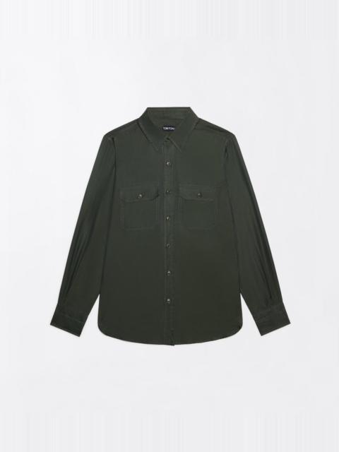 TOM FORD COTTON SILK WASHED TWILL MILITARY SHIRT