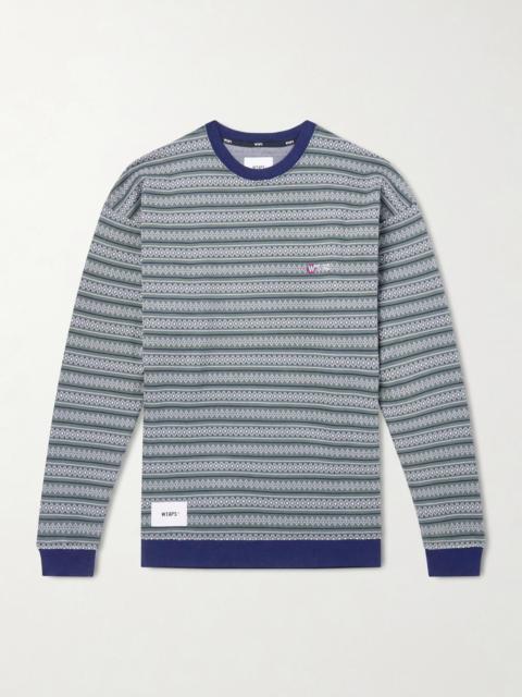 WTAPS Logo-Appliquéd Striped Cotton-Jersey T-Shirt