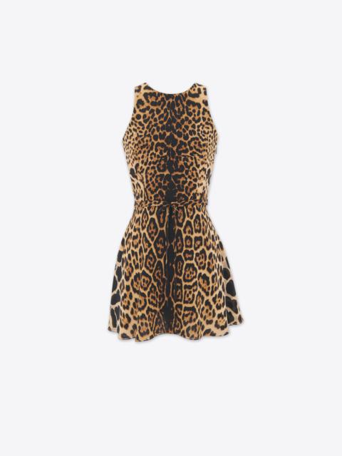 SAINT LAURENT halterneck dress in leopard silk georgette