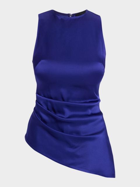 LAPOINTE Asymmetric Draped Satin Sleeveless Top