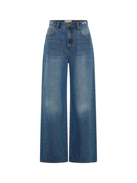 ONE TEASPOON Love Machines High Waist Super Wide Leg Denim Jeans - Pacifica