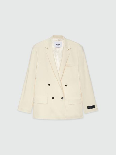 MSGM MSGM Tailoring ivory flamed canvas double-breasted blazer