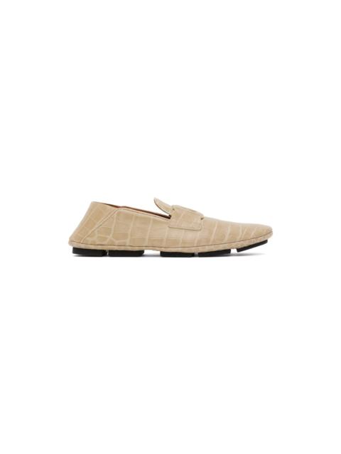 Dolce & Gabbana Beige Crocodile-Print Driver Loafers