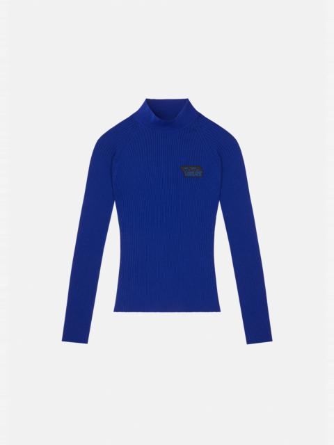 VERSACE La Greca Accent Wool Sweater