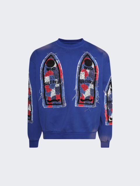 WHO DECIDES WAR Glory Fabricated Sweatshirt Indigo