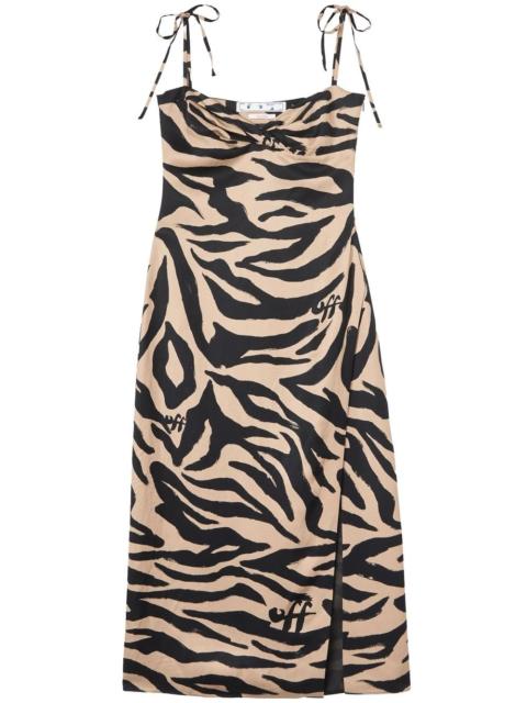 Off-White Twist-front zebra-print woven midi dress