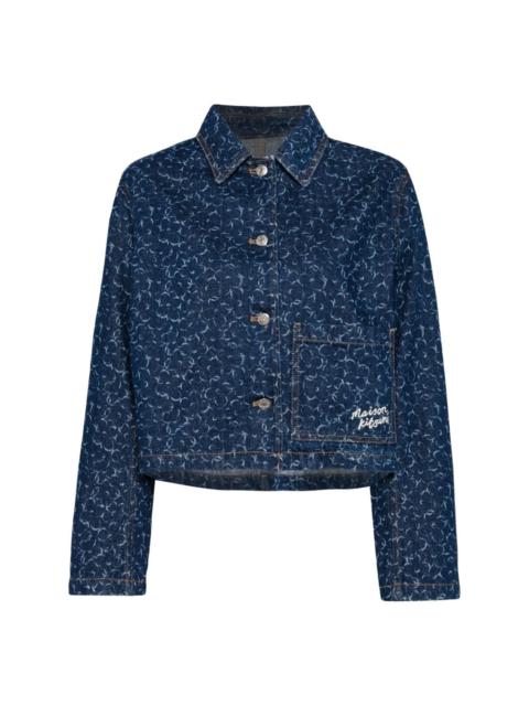 geometric-patterned denim jacket