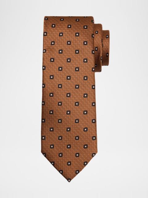 ZEGNA Men's Geometric Jacquard Silk Tie