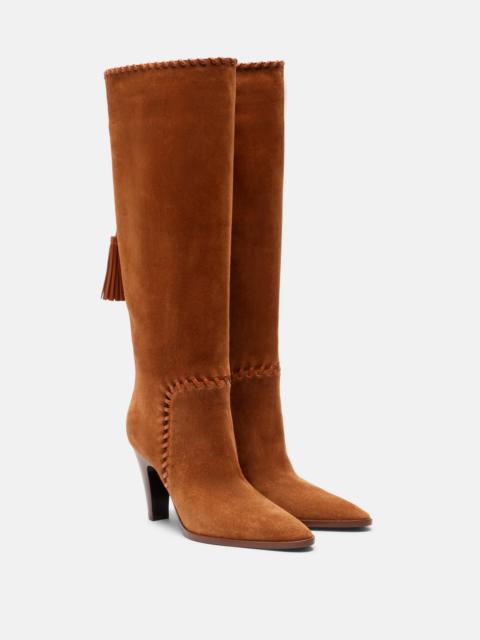 Gianvito Rossi Leather-trimmed suede knee-high boots