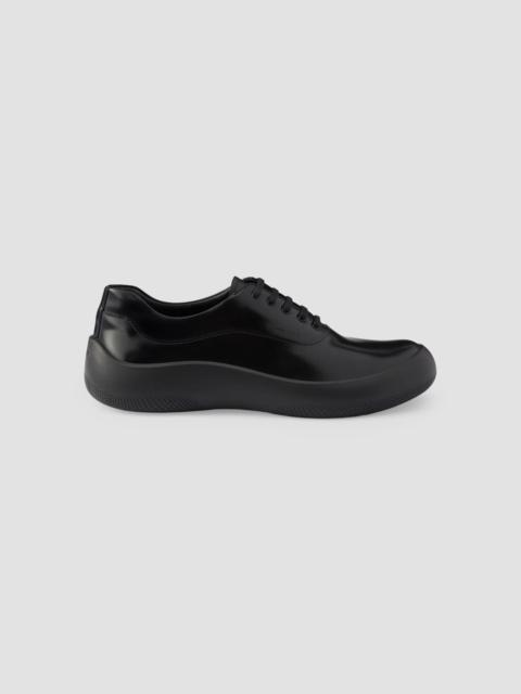 Prada Men's Brushed Leather Sneakers - Black