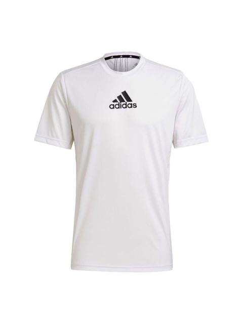 adidas Logo Printing Training Sports Round Neck Short Sleeve White GM2135