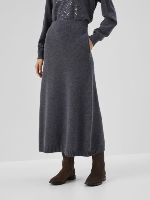 Virgin wool, cashmere and silk knit skirt