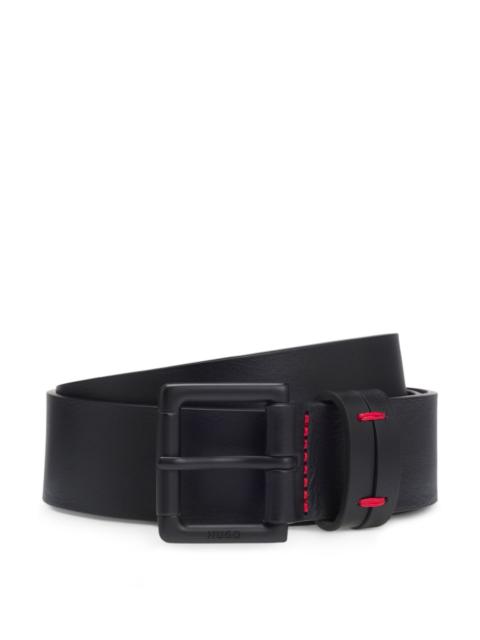 HUGO RED-STITCHING BELT IN ITALIAN LEATHER