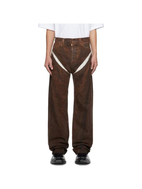 Y/Project SSENSE XX Brown Cut-Out Jeans